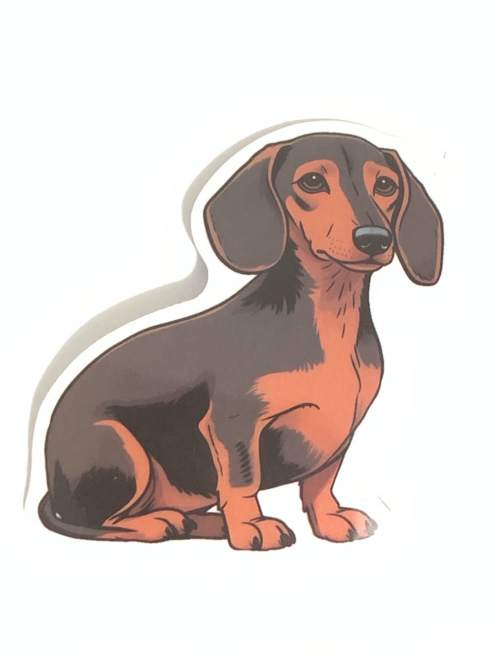 Dachshund Sticker - Black and Brown Cartoon Dog